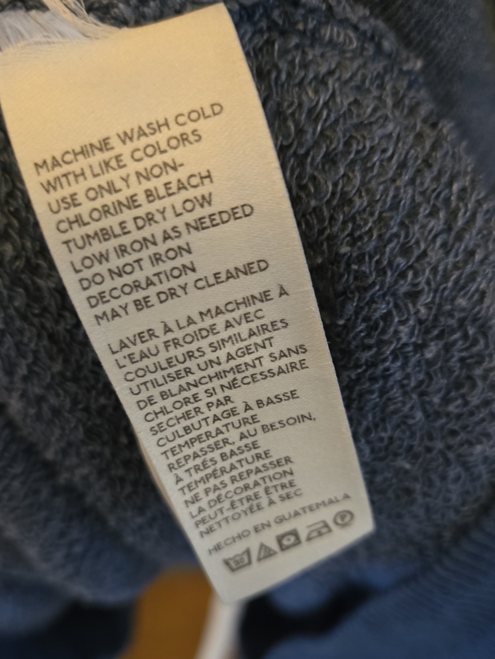 Free People Blue Crewneck Pullover with White 'GROUNDED' Graphic XL Oversized - Picture 8 of 16